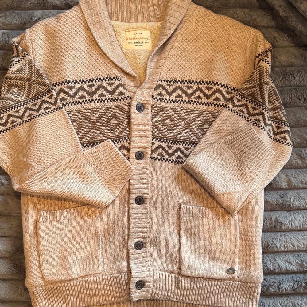 Weatherproof Men's Tan and Brown Cardigan